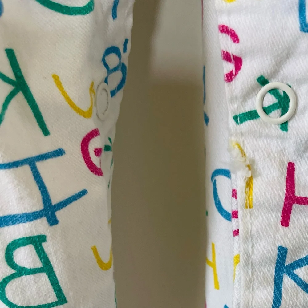 Vintage OshKosh B'gosh White Alphabet Print Overalls